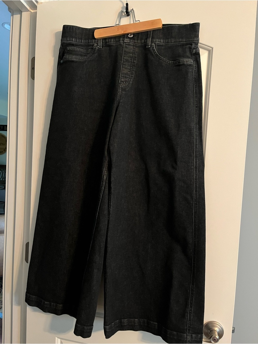 SPANX Black Wide-Leg Flare Jeans with slimming technology perfect for fall style